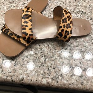 J crew leopard calf hair slides